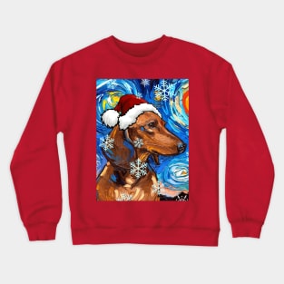 Brown Short Hair Dachshund Santa Crewneck Sweatshirt